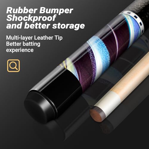 Pool Cue Stick Billiard Sticks: 58 Inch Pool Stick with 13mm Tip Professional Billiard Cue Sticks 18/19/ 20/21 oz, Premium Canadian Maple Wood Pool Cues for Pool Table for Men Women in Bar House（C43） by Wakefa - Image 3