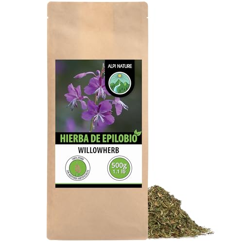 Alpi Nature Epilobio Infusión 500g, Sauce llorón Seco y Cortado con Pequeñas Flores, Epilobio Te