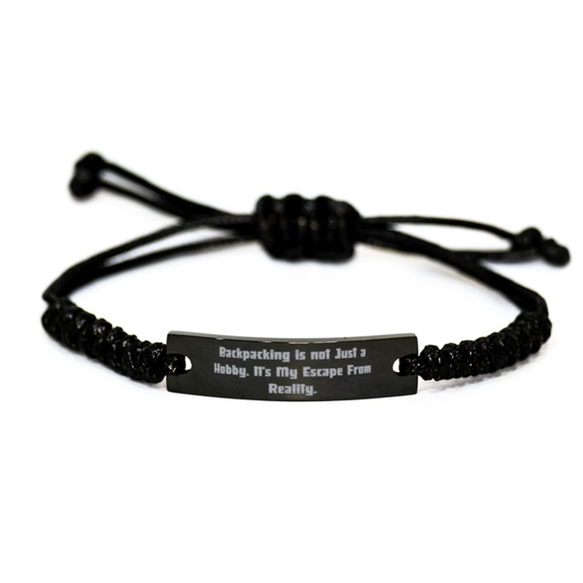 Backpacking is not Just a Hobby. It's My Escape from. Black Rope Bracelet, Backpacking Engraved Bracelet, Motivational for Backpacking