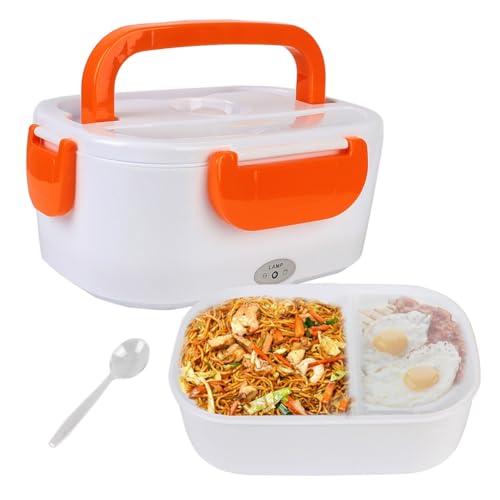 Inkoby Vajilla Fiambrera Eléctrica Calentada para Viajes en Coche, Caja Bento con Calefacción, Calentador Alimentos con Enchufe para Coche, Recipiente Alimentos Calentamiento Rápido
