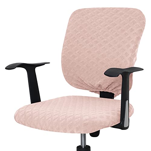 Celevingne Office Chair Cover Universal Rotating Chair Slipcovers Stretch Removable Protector Computer Chair Seat Cover (Pink, Chair Seat Cover + Backrest Cover)