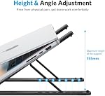 Laptop Stand, OMOTON Laptop Stand for Desk Ergonomic 7-Levels Angles Adjustable Computer Stand, Portable ABS Laptop Riser Holder Compatible with All Laptops and iPad(10-15.6") (Black)