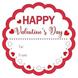 Alynta Happy Valentine's Day Stickers - 2 Inch 60Pcs Valentines Gift Tag Stickers Valentines to from Labels Heart Sticker for Envelope Seals Cards Valentine's Day Decorations (Red)