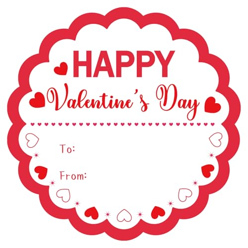 Alynta Happy Valentine's Day Stickers - 2 Inch 60Pcs Valentines Gift Tag Stickers Valentines to from Labels Heart Sticker for Envelope Seals Cards Valentine's Day Decorations (Red)