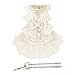 Dog Soft Dress Mesh Skirt with Pearls Accessory and Bow Tie Leash for Small Medium Dogs Christmas Holiday Picnic Birthday Party (White, S)