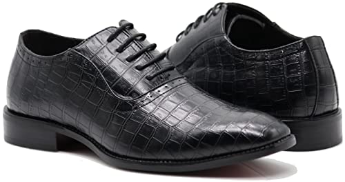 Image of Gator3N Men's Alligator Crocodile Print Oxfords Fashion Lace Up Dress Shoes