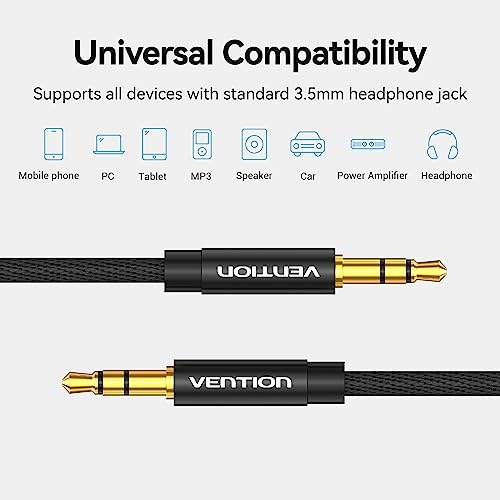 Image of VENTION Aux cable 3.5mm Audio Cable 3.5 mm Jack Male to Male Stereo Aux Cable For Car Stereos, Smartphone, Speaker, Headphone etc (2m)