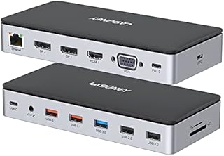 USB C Laptop Docking Station, 15 in 1 Triple Display Multiport Adapter with 3 Monitors Dock Compatible for Dell/Surface/HP/Lenovo Laptops (Dual DP, HDMI, VGA, USB Ports, RJ45, SD/TF, Mic/Audio, PD)