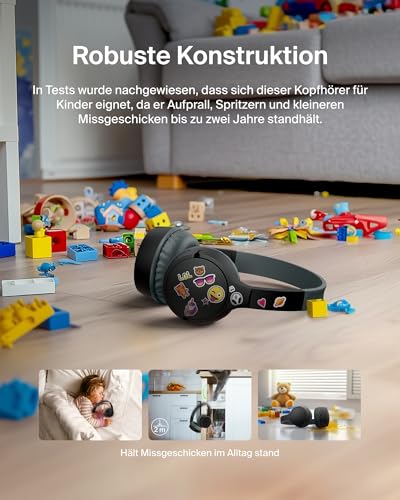 Belkin SoundForm Mini kabelloser Kinderkopfhörer mit integriertem Mikrofon und lustigen Aufklebern, 30 Std. Wiedergabe… – Ansicht 5