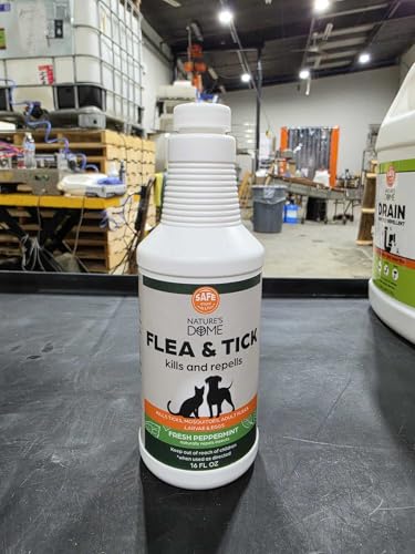 Image of Nature's Dome Peppermint Flea and Tick Spray 16 Oz | Non Toxic, Plant-Based Pest Control Peppermint Oil Spray for Mosquitos, Larvae & Eggs | Indoor and Outdoor Use | Safe for Pets & Kids