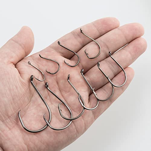 Dr.fish 100 Pack Fishing Octopus Circle Hook Live Bait Hook Black Nickel Sharp Offset Wide Gap Surf Fishing Catfish Bass Fishing Hookscarp Bluegill Tuna Freshwater Saltwater Texas Drop Shot Rig #1/0 #TOP4