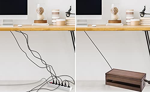 Image of White Whale Cable Management Box Wooden Cord Organizer Box for Extension Cord Power Stripe Surge Protector Wire Management Concealer Organizer Cover Hider for Desktop Home Office Kitchen (Set of 2)