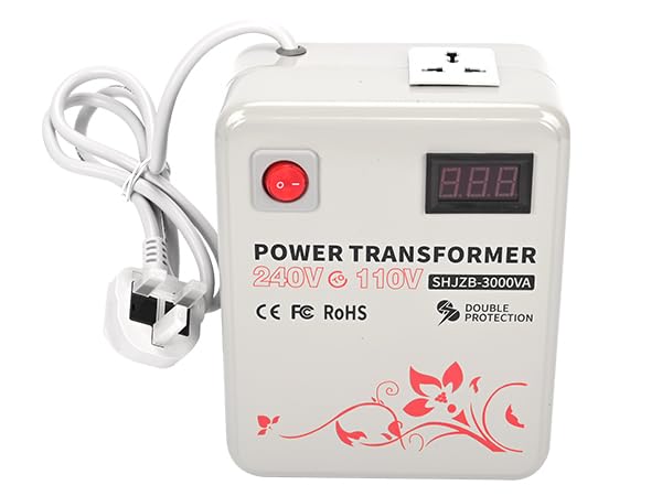 uyoyous 3000W Voltage Transformer, 220V~240V to 100V~120V Step Down Voltage Converter, Us to Uk Transformer with Temperature Control and Circuit Breaker Protection, Using US Appliances in UK
