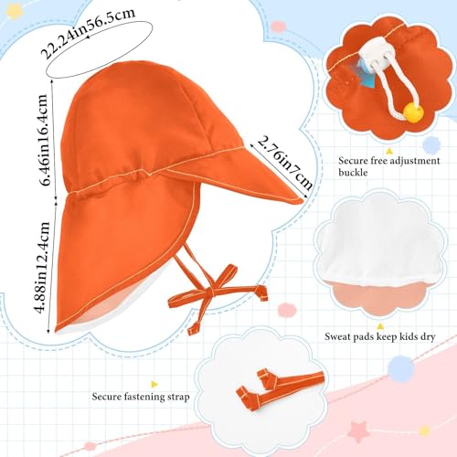 KLL Toddler Baby Beach Hat Boys Beach Bucket Hats Girls UPF 50+ Large Brim Travel Essentials Orange Red Solid Color Pure Plain4
