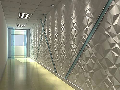 Panneaux muraux texturés blancs 3D revêtement intérieur diamant pour maison - 7