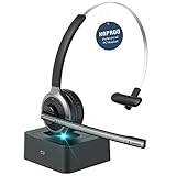 XAPROO Wireless Headset for Work, Wireless 5.0 Computer Headset with Microphone, Flip-to-Mute Mic, On Ear Cell Phone Headset with Charging Base for Home Office...
