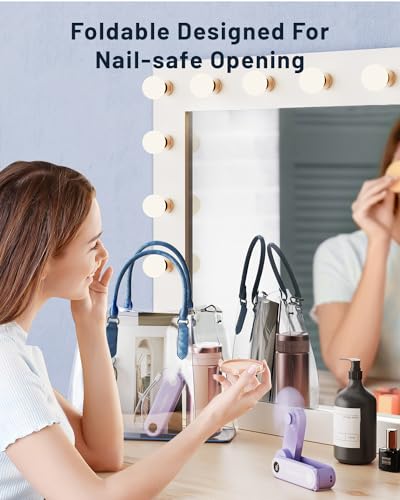 SWEETFULL Portable Handheld Mini Fan with LED Display, 2-in-1 Personal Foldable USB Rechargeable Hand Held Fan & Flashlight for Travel, Lash Eyelash, Cute Small Pocket Fan for Women, Girls - Thumbnail 7