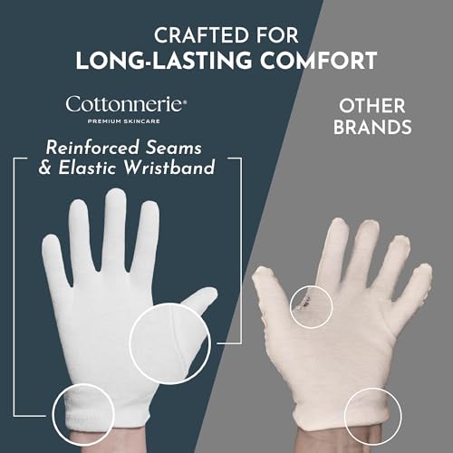 Gaxcoo Cottonnerie Cotton Gloves for Dry Hands Sleeping, Moisturizing Gloves Overnight, Hand Moisturizer Gloves, Moisture Gloves for Dry Hands Overnight, Eczema Gloves, Medium 7 Pair, Touchscreen