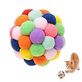 Pelota de Juguete Gato, Pelotas de Peluche Hechas a Mano con Juguetes interactivos para Catnip y Campana para el Entrenamiento del Gatito de Gatos Jugando a Masticar (Metro)