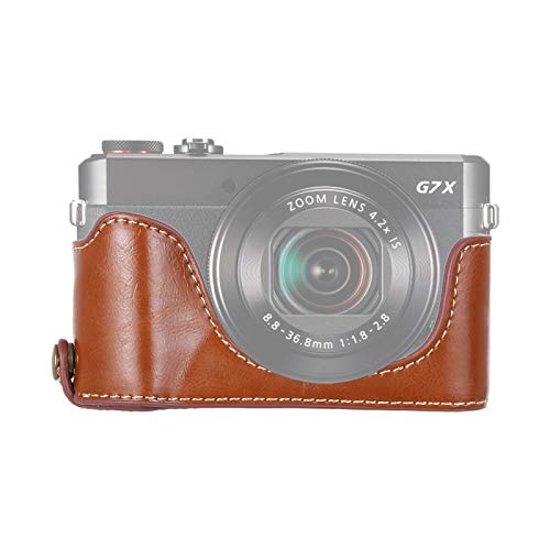 KMLPJP Canon G7 X Mark II�p1/4�C���`�X���b�hPU���U�[�J�����n�[�t�P�[�X�x�[�X �p (Color : Brown)