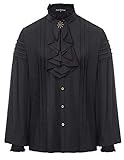 Mens Renaissance Costume Medieval Steampunk Pirate Shirt Tops L Black