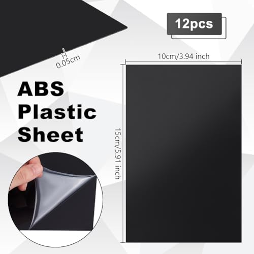Image of OLYCRAFT 12 Sheets Black ABS Plastic Sheet 5.9x3.9 Inch ABS Plastic Panel 0.5mm Thick Hard Plastic Sheet Polystyrene Flexible Plastic Board Sheet for Building Model Material Supplies