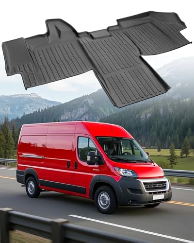 Image of Car Floor Mats for Dodge Ram Promaster 2018-2026 Van 1500 2500 3500 | TPE Material All Weather Easy-install Odorless Waterproof No Trim Non-slip Easy-clean Not Fit for EV & Ram Promaster City
