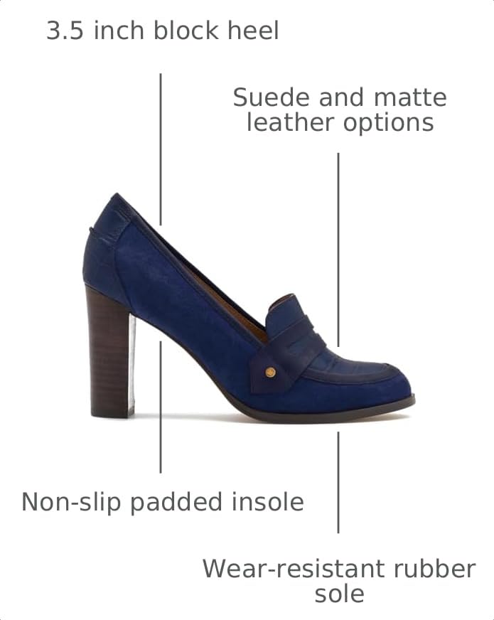 Image of MOOMMO Women Chunky Block Heel Pumps Closed Round Toe Slip On Oxford Loafers Shoes High Heels Snakeskin Work Pump Suede Loafer for Office Ladies Classic Formal Business Professional Fall 4-13 M US