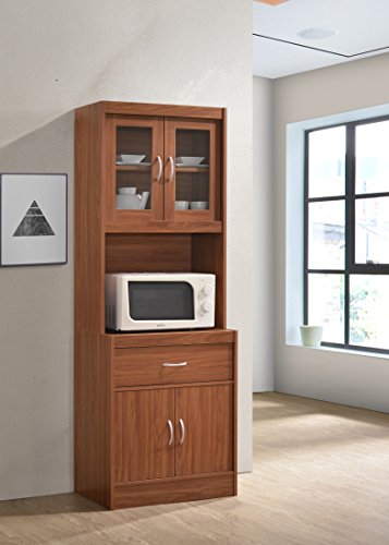 image for Hodedah Long Standing Kitchen Cabinet with Top & Bottom Enclosed Cabin