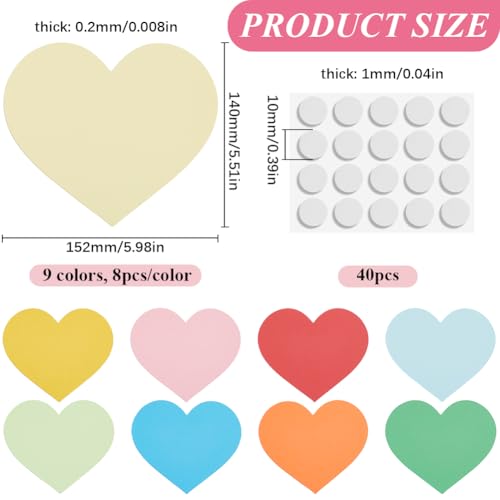 SOFPLATE 8 conjuntos 72 peças de recortes de papel de coração de 15 cm recortes de quadro de avisos