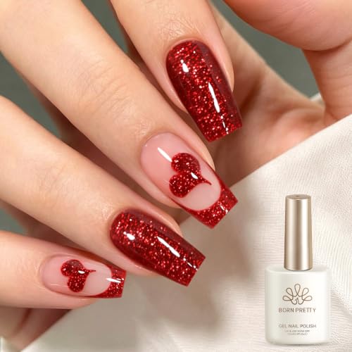 Born Pretty Cranberry Red Platinum Glitter Gel Nail Polish 15ML