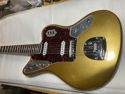 Guitare électrique peuplier érable dorée à six cordes avec matériel chromé robuste
