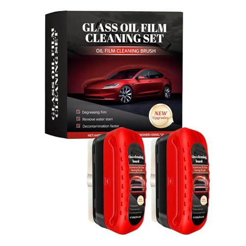 veook Automotive Oil Film Cleaning Brush Reusable Car Clear Vision Glass Cleaner for Car Windows Upgraded Anti-Rain Fog Windshield Glass Oil Film Remover Glass Cleaning Board Improves Visibility 2PCS