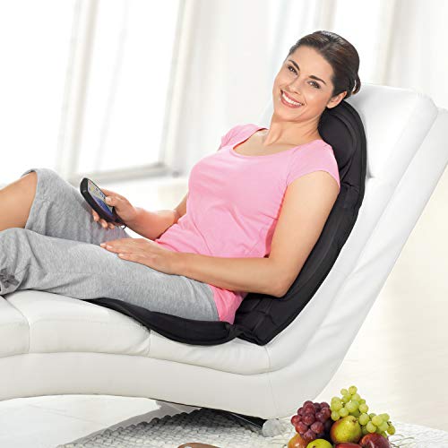 VITALmaxx Massagesitzauflage mit wohltuender Wärmefunktion für Rücken und Nacken | Massagematte weiche, komfortable Auflage für Stuhl oder Sessel | 5 Massageprogramme mit 4 verschiedenen Massagearten