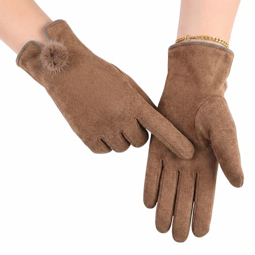 Image of Kraptick Women's Winter Woollen Gloves-Premium Thermal Fleece Lined Touchscreen Hand Warmer Gloves for Cold Weather, Cycling & Driving Soft Fur Cable Knit Elastic Mittens
