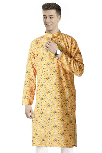 Chandrakala Slim Fit Printed Kurta for Men Cotton Long Sleeve