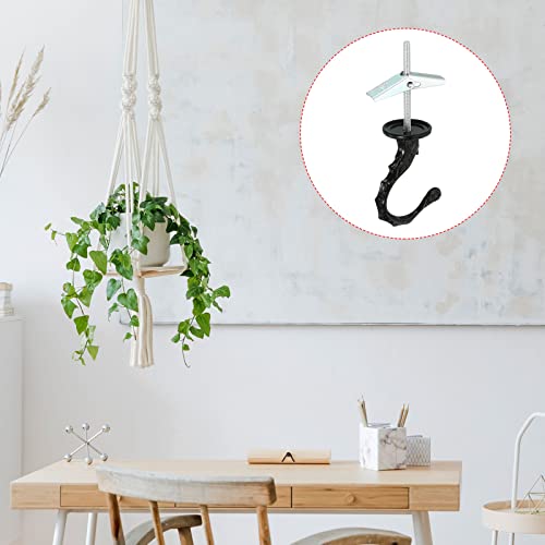 Image of PATIKIL 2.6 inch x 1.2 inch Ceiling Hook, 2 Pack Orchid Swag Hooks with Mounting Hardware for Indoor and Outdoor Plant Hanging, Black