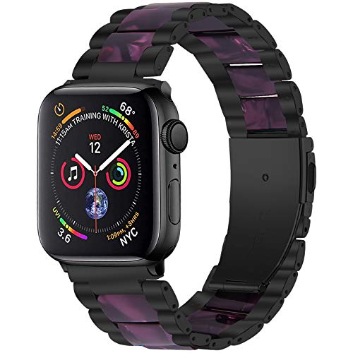 Armband aus Kunstharz, kompatibel mit Apple Watch Serie 6, Ersatz-Armband mit Metall-Edelstahl-Schnalle, verstellbar, 14 - 20 cm, kompatibel