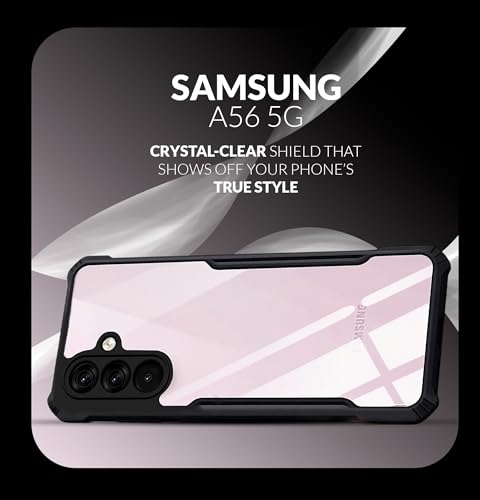 Image of Back Cover Case + Screen Protector for Samsung Galaxy A56 5G | Transparent Black | TPU & PC Anti Yellow Mobile Phone Case Cover for Samsung Galaxy A 56 / A56 5G | 360 Degree Protection