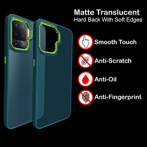 Image of A rtistque Frosted Translucent Back Cover Case for Oppo F19 Pro | Electroplated Chrome Ring | Raised Camera Edges for Protection | Smooth Sides TPU - Green