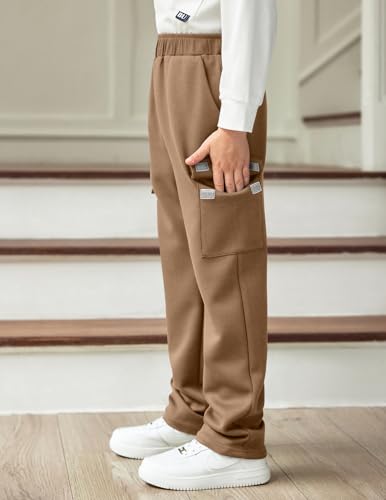 Arshiner Boys Cargo Pants Kids Elastic Waist Casual Athletic Jogger Sweatpants Open Bottom Baggy Pants with Pockets2