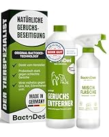 BactoDes Animal Geruchsneutralisierer 1L I Enzymreiniger mit biologischer Mikrobenkraft & Tiefenwirkung inkl. Spray-Mischflasche I Effektiver Geruchsentferner gegen Tierurin & starke Gerüche