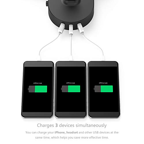 COZOO Headphone Stand with Wireless Charging Pad and 3 USB Charging Ports,10W,- Suitable for Gaming, DJ, Wireless Earphone Display (Black)