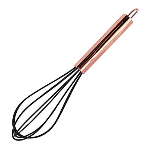 BRIIEC 1pc Black & Copper Silicone Egg Whisk...