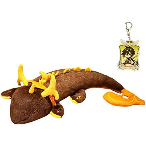 Set Plush Genshin Impact Zhong Li Dragon 70CM Hugging Pillow and Cute Kawaii Zhongli Keychain Soft Stuffed Animal for Fans Kids Birthday Gifts Cover