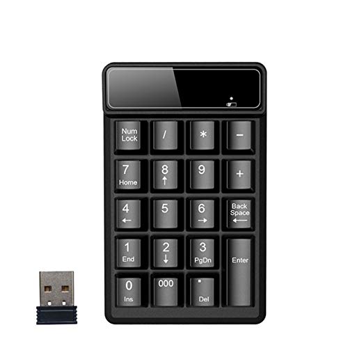 Lovskoo USB Number Pad for Laptop 19 Keys Numeric Keypad 2.4G Small Digital Number Keypad for Laptop Notebook Tablets with Led Indicator Lights, Big Print Letters Office Supplies Black