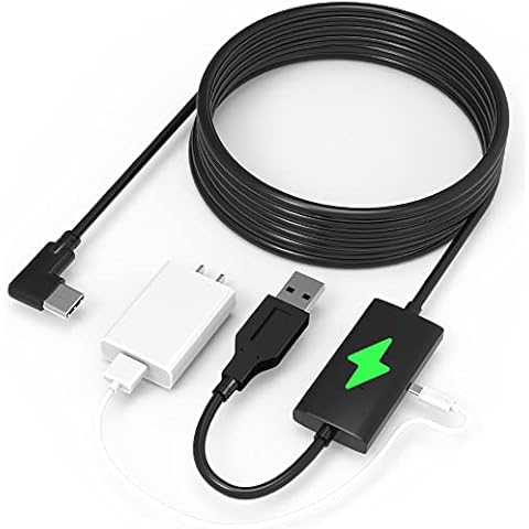Kuject Design 16FT Link Cable for Quest 3S/3, Quest 2 and Quest Pro, with Separate Charging Port for Uninterrupted Power, USB 3.0 Type A to C Cable for VR Headset Accessories and Gaming PC Cover