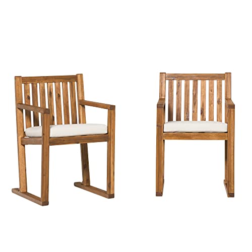 GOWE Contemporary 2-Piece Solid Wood Slat-Back Patio Dining Chairs ¨C Brown