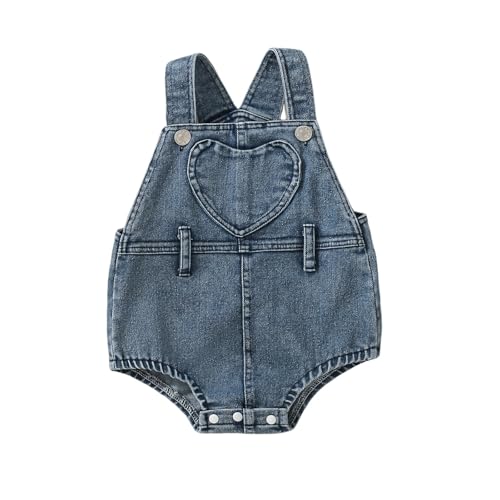 Honganda Baby Girl Boy Denim Romper Sleeveless Straps Button Jeans Jumpsuit Newborn Infant Summer Clothes Overalls