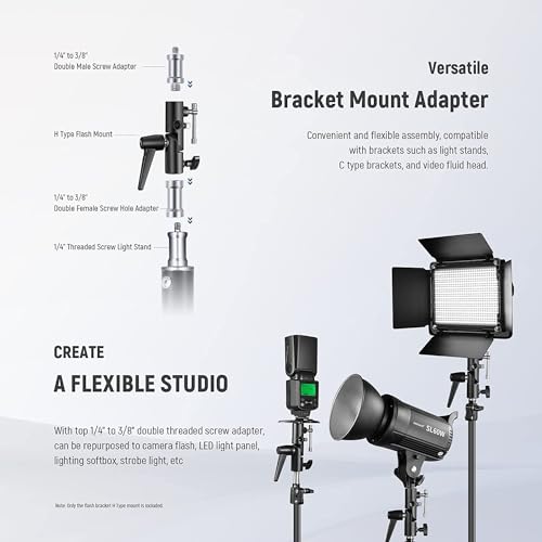 image for NEEWER Camera Flash Bracket H Type Mount with Umbrella Softbox Holder,